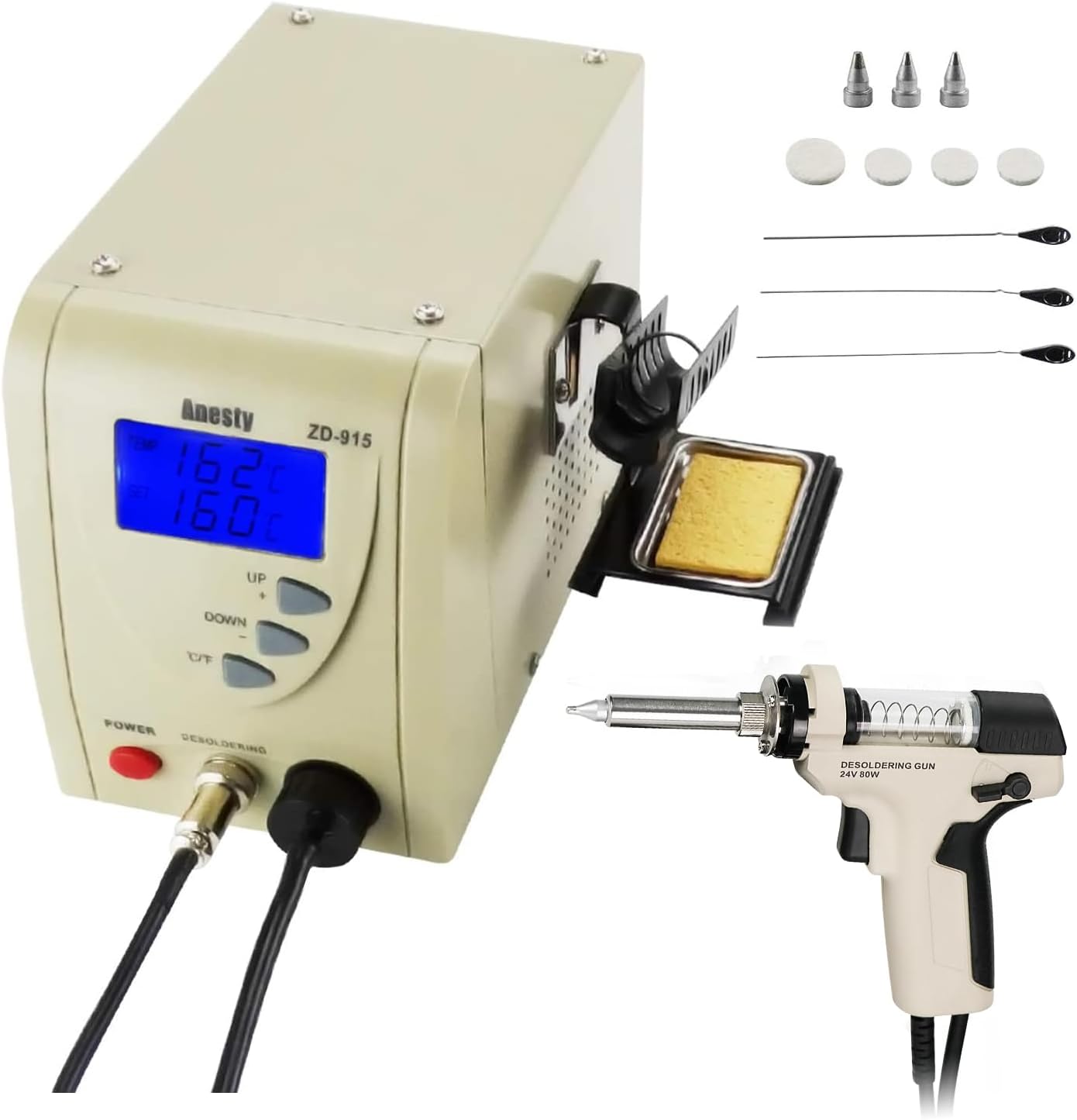 Pro Digital Vacuum Desoldering Station, Anesty Professional Removal Rework Station ZD-915 Iron Gun Built-in Vacuum Pump