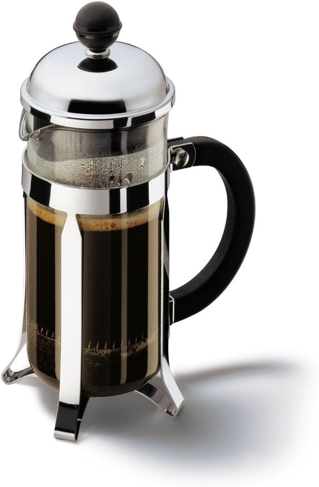 Bodum French Press Chambord - 350ml / 3 Cup Silver Coffee Maker - Heat-Resistant & Stainless Steel Filter - BPA-Free Dishwasher Safe Cafetiere - Made in Portugal