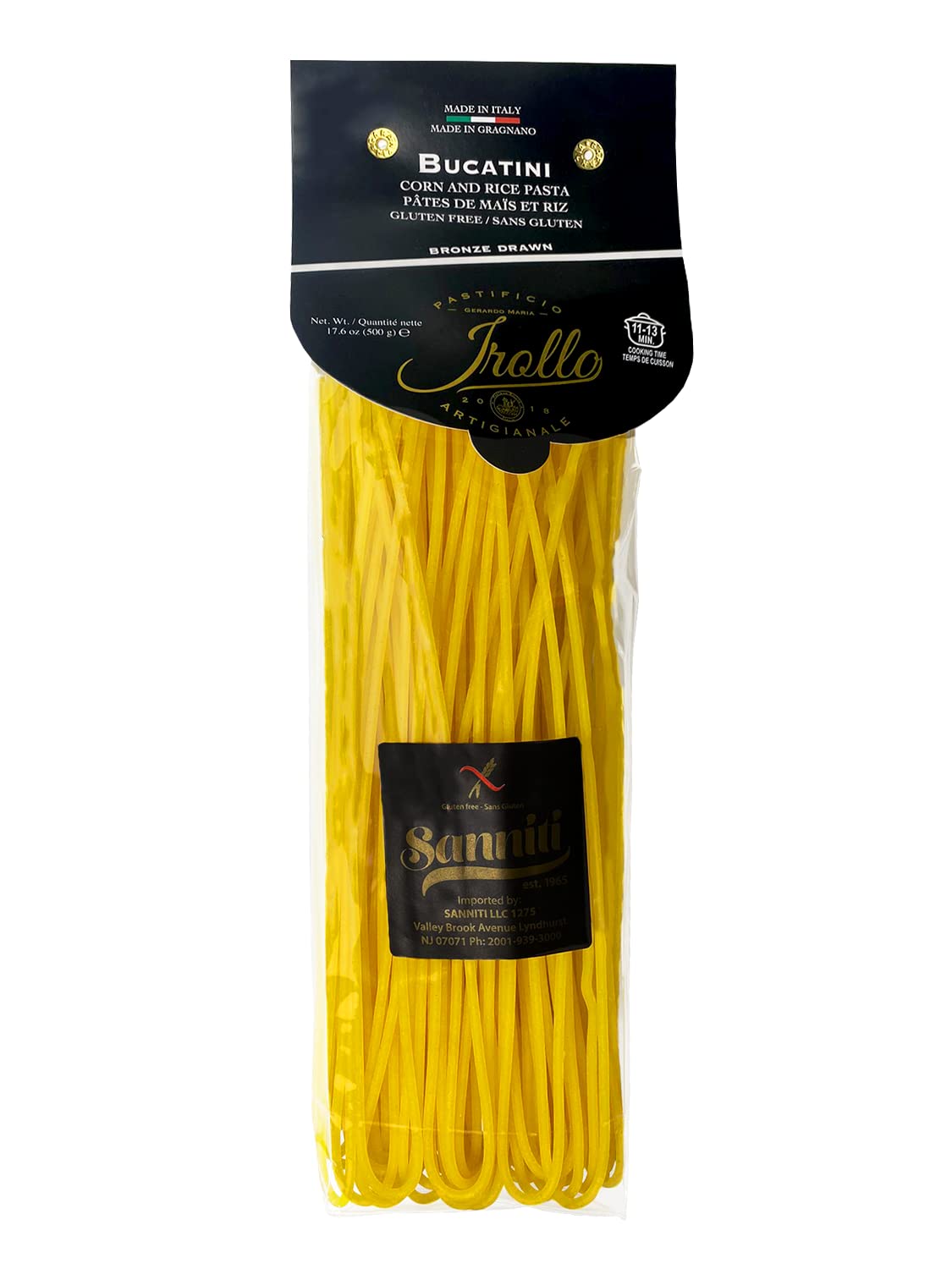 Sanniti Artisanal Gluten Free Pasta di Gragnano Imported From Italy, 17.6 oz (Bucatini)