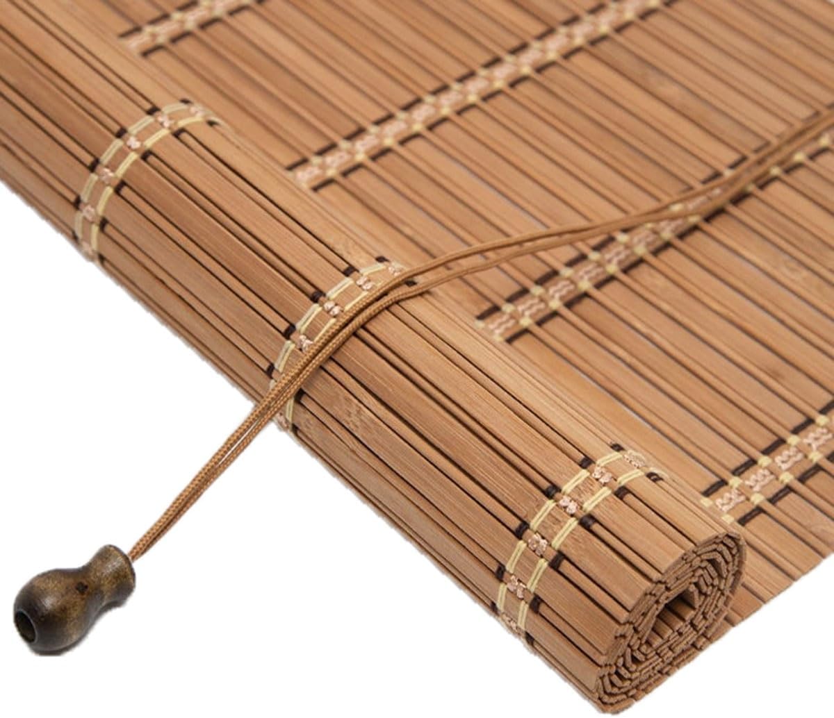 Bamboo Blinds for Windows, home Bamboo Shades, Indoor Roll Up Windows Shades, Kitchen Patio sun shade, Cordless Custom Size(Color:White)