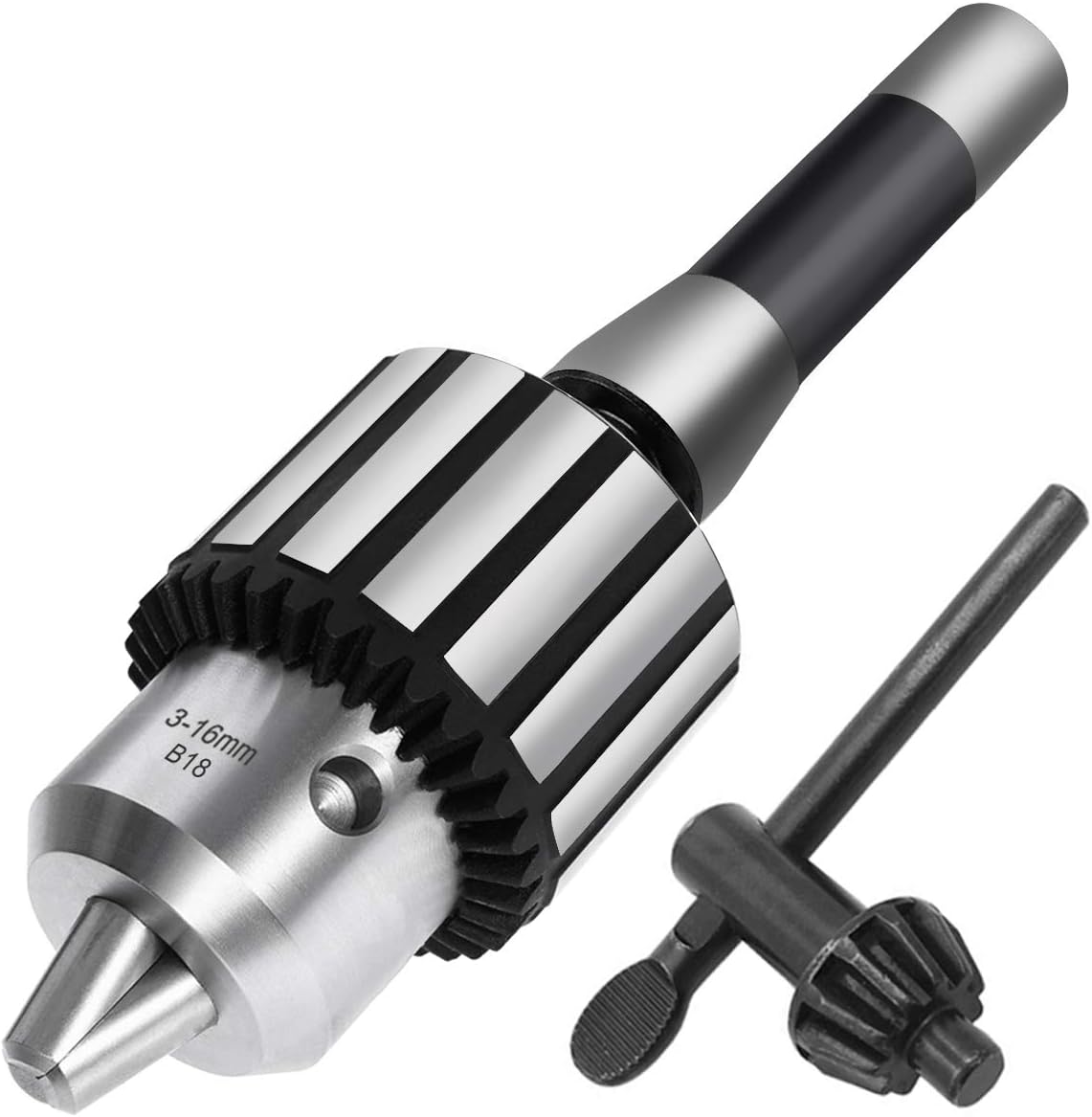 Earl Diamond Super Heavy Duty Drill Chuck 5/8" Capacity with R8 Shank Precision Integrated & Chuck Jaw Tightening Key (R8-B18)