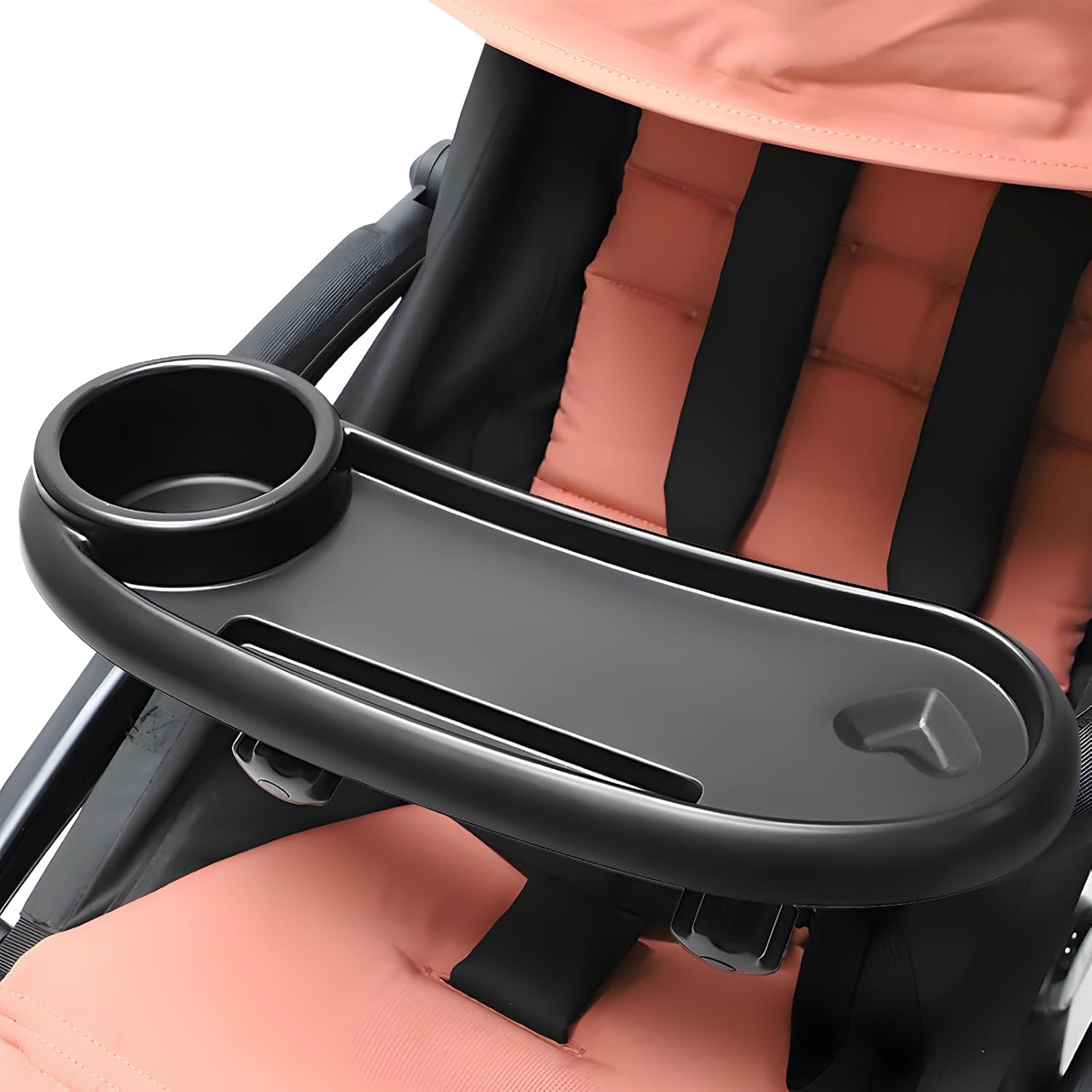 Stroller Snack Tray, 3 in 1 Universal Child Snack Tray with Cup Holder & Phone Holder, Multifunction Stroller Organizer Removable Pram Cup Holder for Strollers Pram accessories Pushchair (Black)