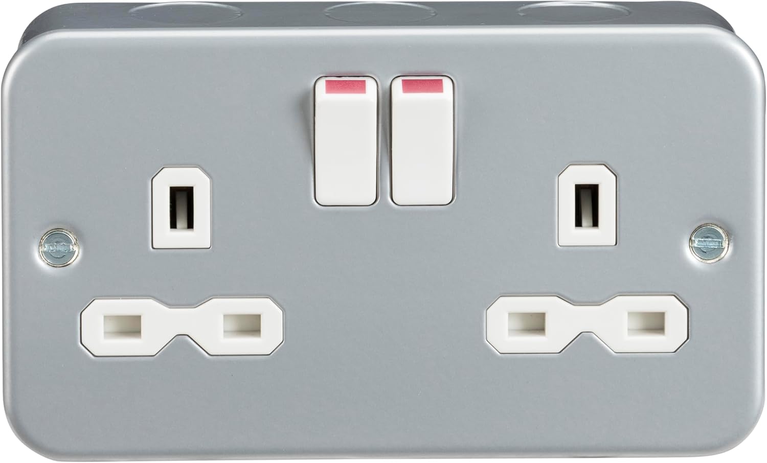 Knightsbridge MR9000 Metal Clad 13A 2 Gang DP Switched Socket, Grey, 45.0 mm*81.5 mm*142.0 mm
