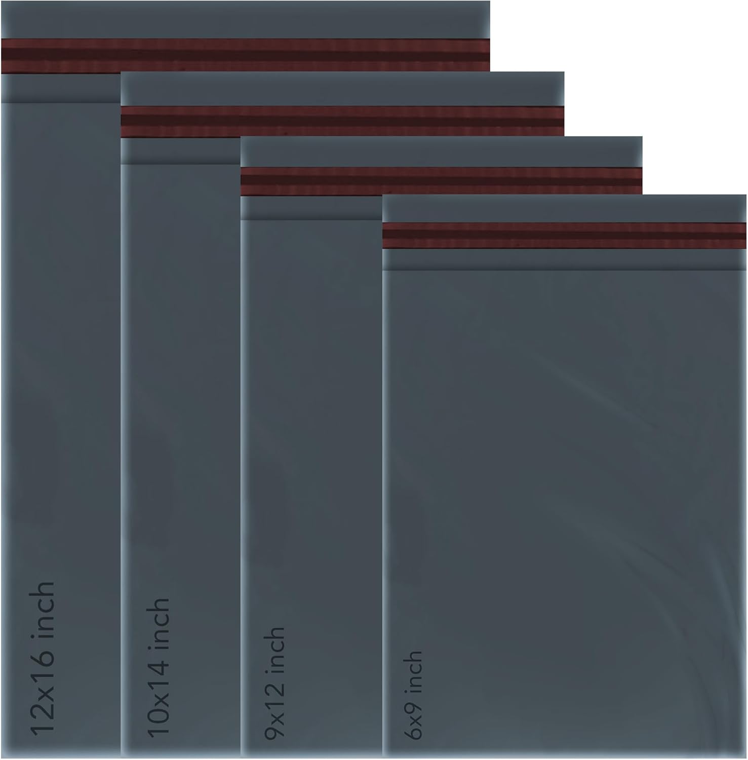 100 Mixed Mailing Poly Postal Self Seal Bags 4 Sizes 25 from Each iSOUL Small to Large Mailing Bags Postage Packaging Assorted Mailers Posting Shipping Post Parcel Package Bags (Black/Grey)