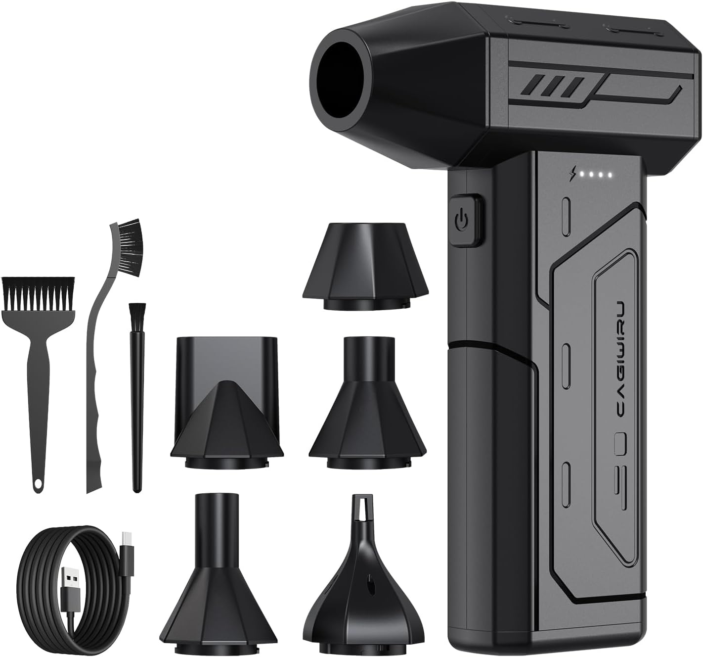 Compressed Air Duster,130000RPM Super Power Cordless Air Duster,Rechargeable Brushless Blower,3 Gear Adjustable Mini Blower with LED Light,Dust Remover for Computer/House/Outdoor/Car