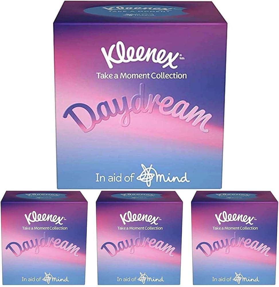 Kleenex Facial Tissues - Collection Cube - Single Box - in Aid of Mind (Pack of 4)