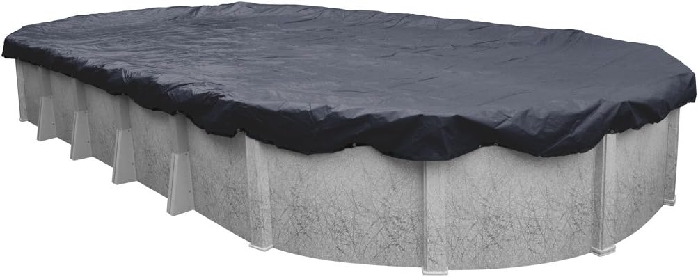 Robelle 12 x 18 ft Blue Winter Oval Pool Cover for Above Ground Pools, 3 ft Overlap (15 x 21 ft Cover Size), Solid 7 x 7 Scrim, 2.2 oz/yd2, 8-Year Warranty, Style: 361218
