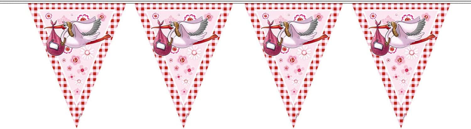 Folat 09257 Birth Girl Bunting Garland with Stork-10 m, Pink, Costumes