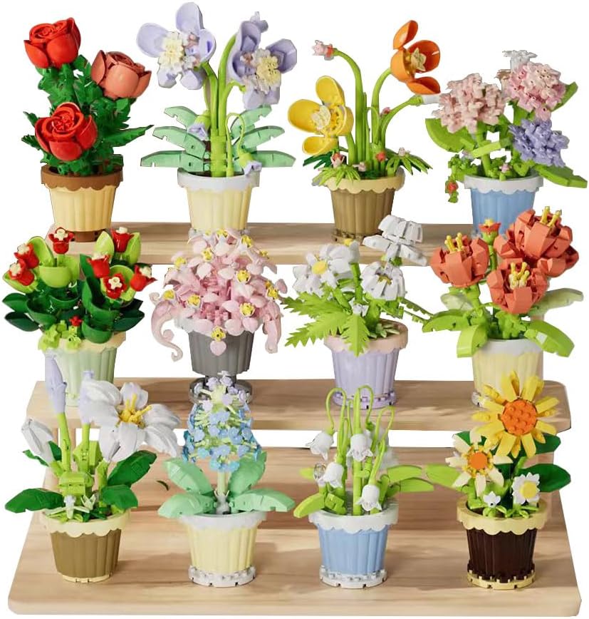 YEIBOBO ! The 12-Piece Flowers and Plant Building Set is A Special Birthday Gift for Women and Girls. with 2531 Pieces, It Can Be Used for Home Decoration, Bonsai, Or Adult Building Block Toys.