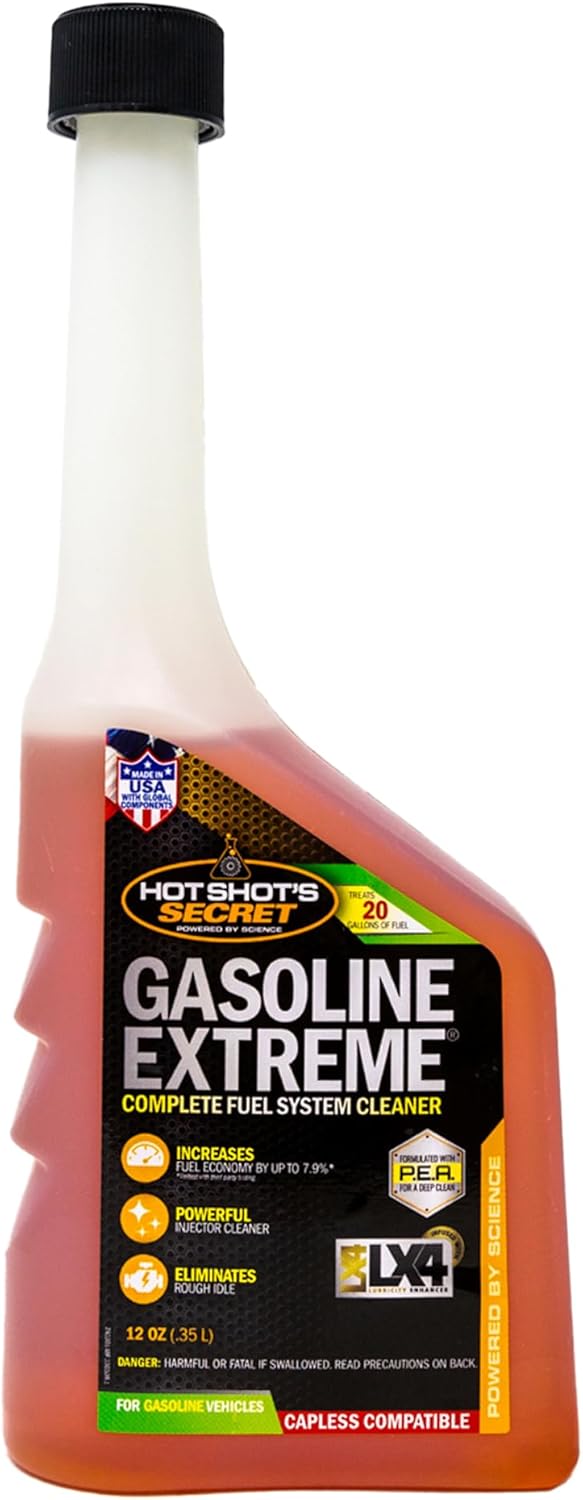 ‎Hot Shot's Secret Gasoline Extreme 12 Oz, Concentrated Fuel System Cleaner, Fuel Additive for Gasoline Engines, Fuel Injector Cleaner - Increases Fuel Economy & Restores Engine Performance