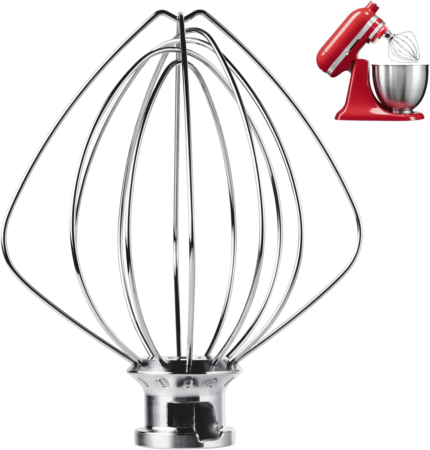 Stainless Steel 6-Wire Whip Attachment for KitchenAid 4.5 and 5 Quart Tilt-Head Stand Mixer, K45WW Whisk Attachment, Balloon Whisk, Heavy Duty, Dishwasher Safe
