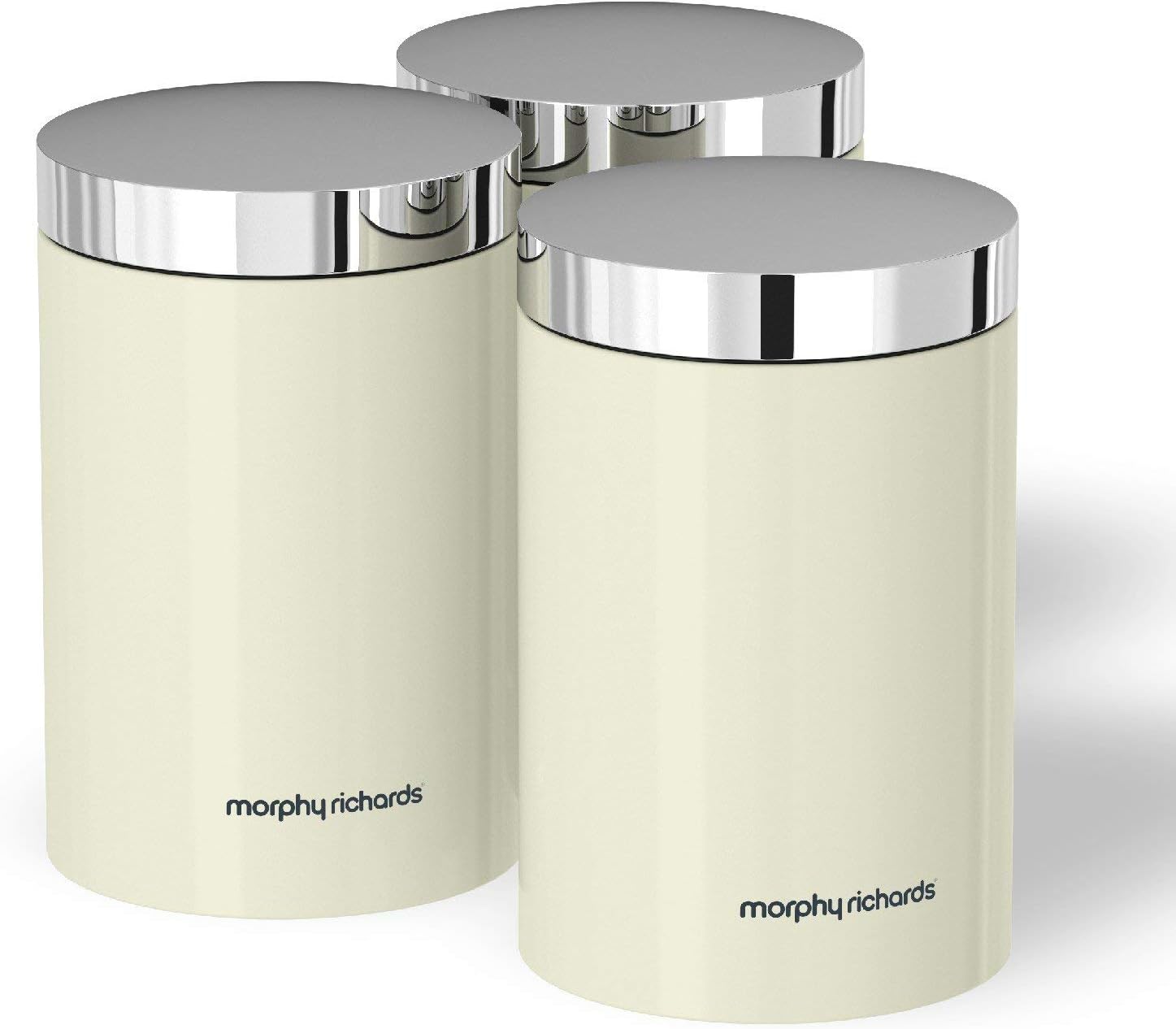 Morphy Richards Accents Kitchen Storage Canisters, Stainless Steel, Ivory, Set of 3