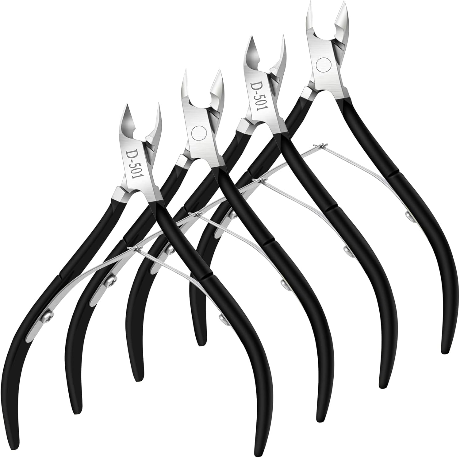 4 Packs Cuticle Nipper, Premium Stainless Steel Cuticle Trimmer for Manicure & Pedicure at Home/Spa/Salon [Black]