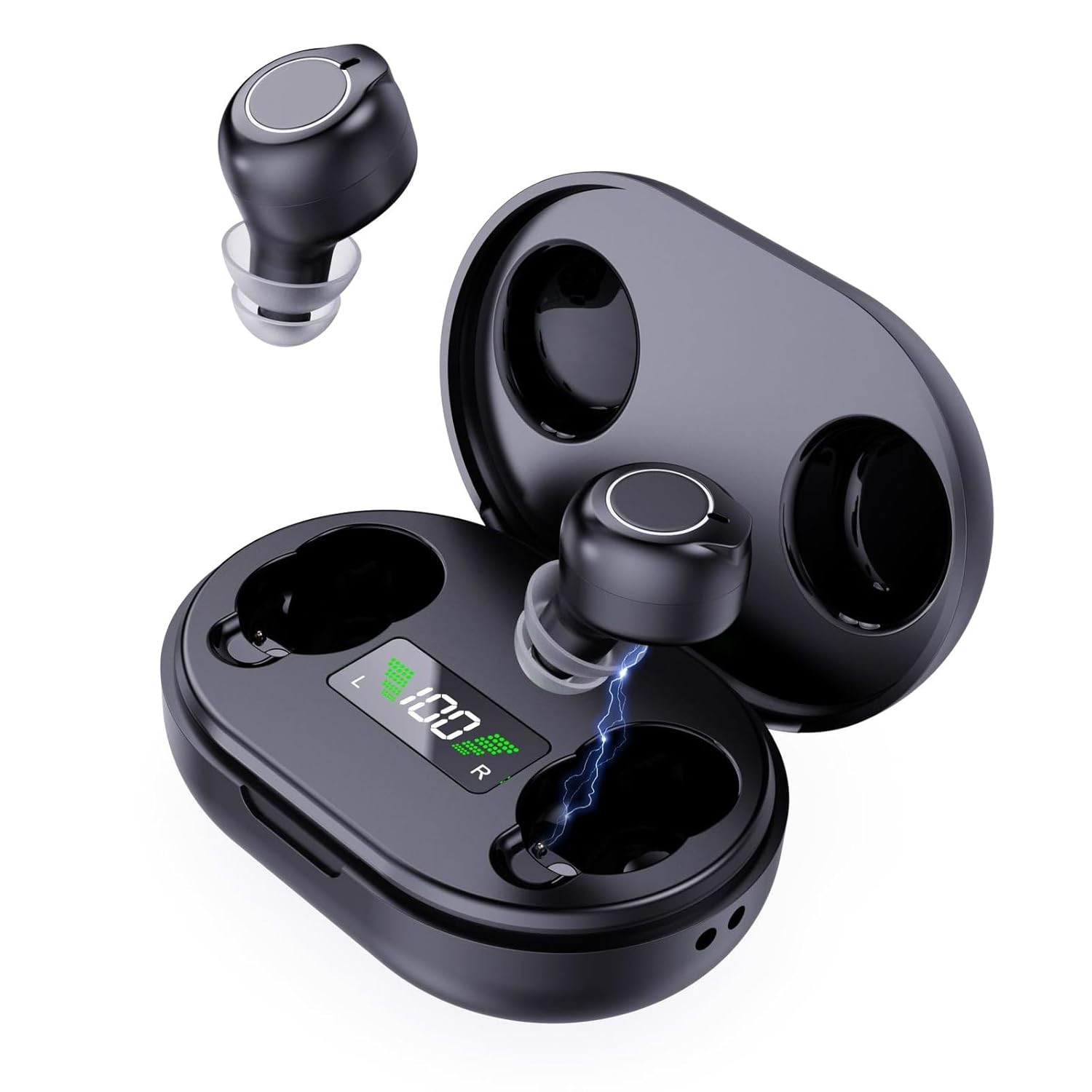 Hearing Amplifier - Rechargeable Personal Sound Amplifier,3.2g Per Earbud,Invisible Design,Clear Sound with Noise Reduction,35h Battery Life & 350h Standby (Black)
