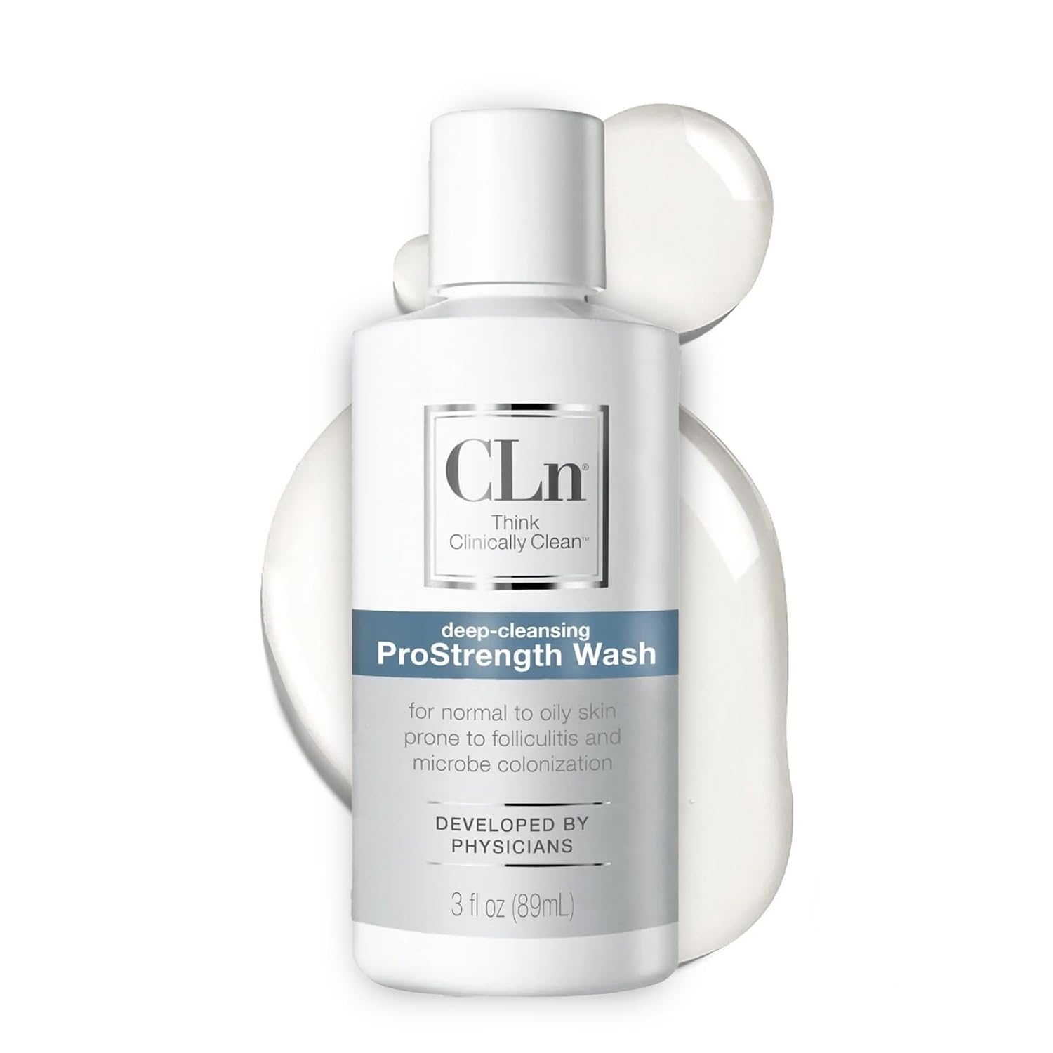 CLn ProStrength Wash - 3 fl oz, Salicylic Acid Body Wash & pH Balanced Cleanser for Oily & Acne Prone Skin, Exfoliating Body Wash for Men & Women, Fragrance Free Daily Skin Care