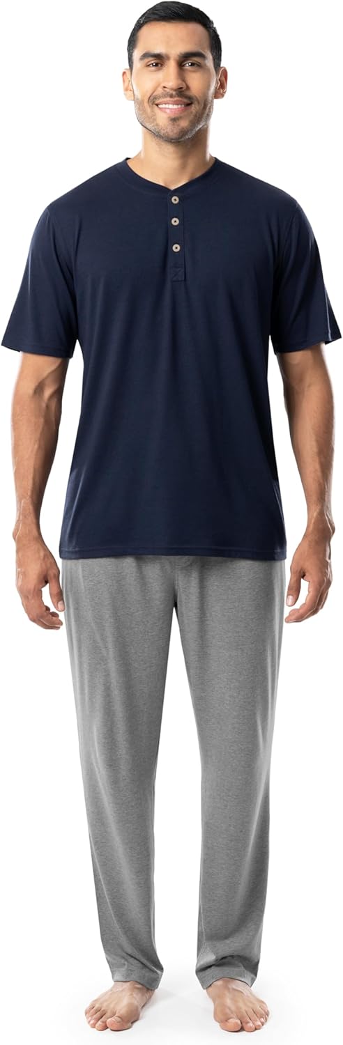 Fruit of the Loom mens 2-piece Jersey Knit Pajama Set
