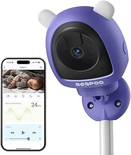 Smart Baby Monitor 2K with Breathing Monitoring (No Extra Fee), Night Vision, Cry & Safe Zone Detection, 2-Way Audio, 2.4/5GHz WiFi, 32G Local Storage, 12 lullabies