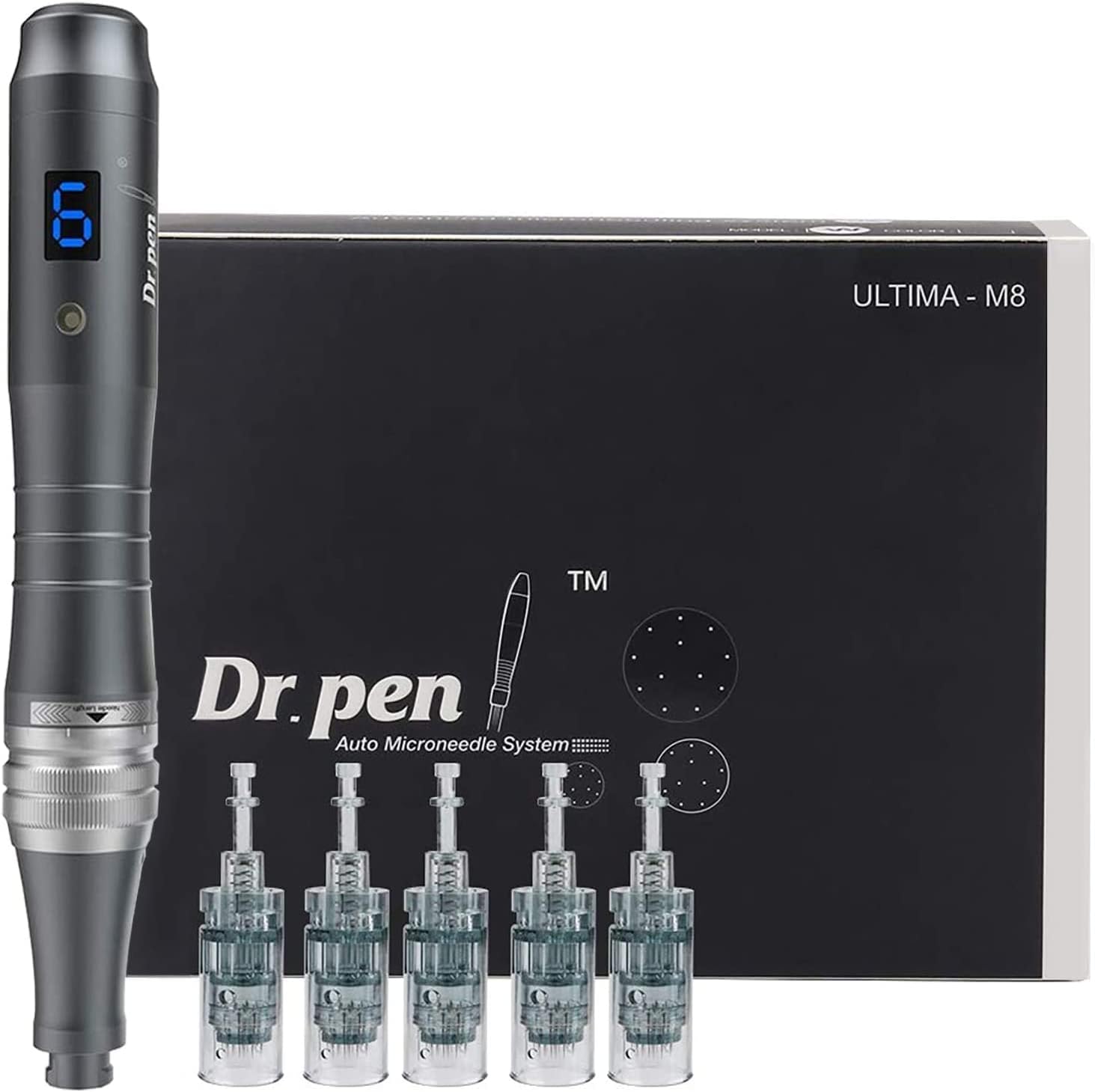 Dr.pen Ultima M8 Microneedling Pen - Wireless Derma Pen for Face, Amazing Skin Pen for Face Body Beard Hair and Skin Care, with 5pcs 16 Pin Cartridges