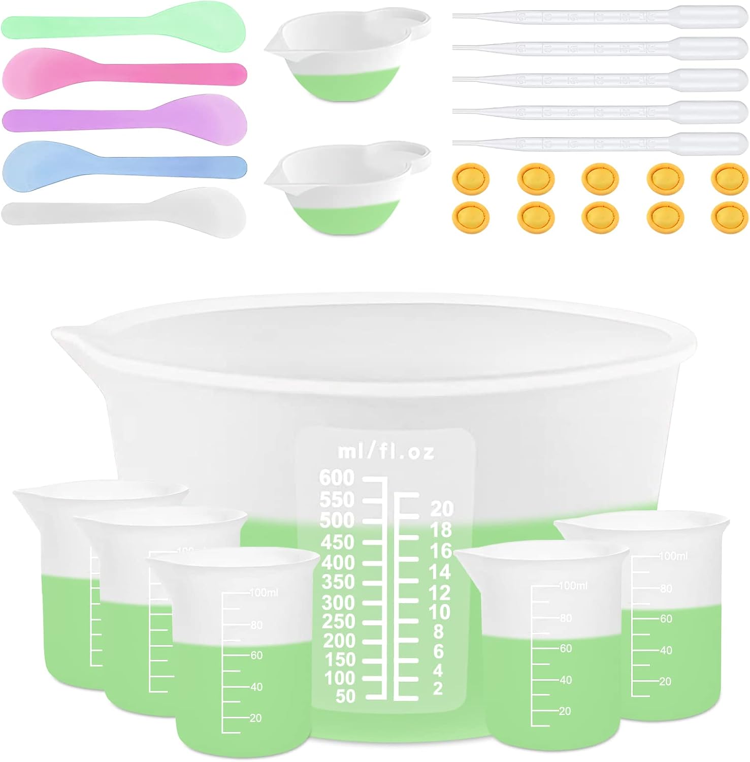 Sjubaopen Silicone Measuring Cups 600ml for Resin, Epoxy, Baking