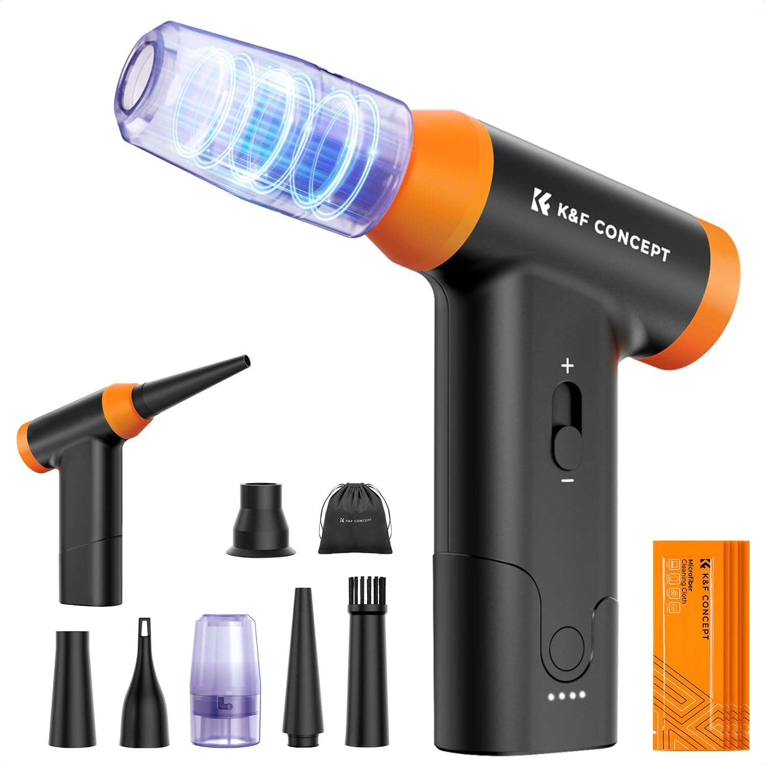 K&F Concept 14 in 1 Compressed Air Duster, Stepless Adjustable 150000RPM Electric Air Duster, Adjustable&Portable Air Blower for Deep Clean, Computer Keyboard Car Home- Replace Compressed Air Cans