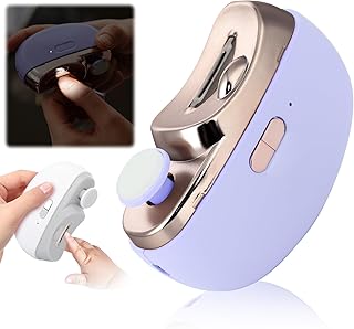 3 in 1 Automatic Electric Nail Clipper Polishing, Electric Toenail Trimmer Clippers for Seniors Adult, Safe Convenient Electric Nail Trimmer Cutter Nail File Clip Storage 2 Speeds, Purple