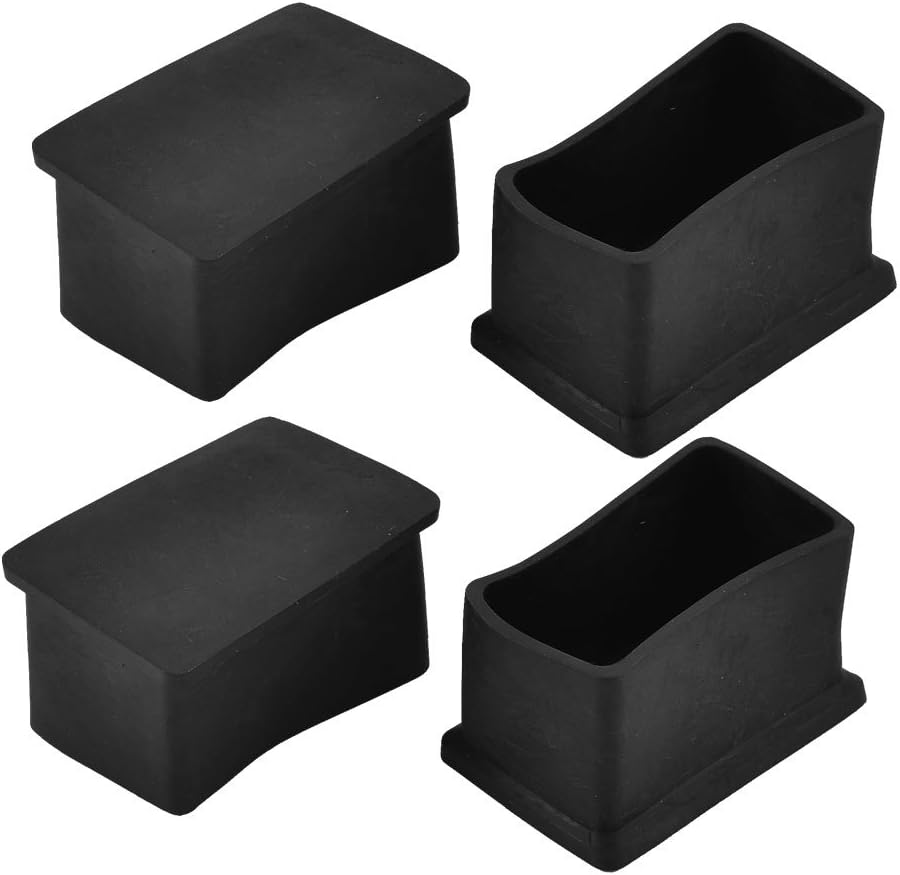 uxcell Rubber Rectangle Chair Leg Caps End Pad Feet Cover Furniture Slider Floor Protector 50mm x 30mm 4pcs Black, Reduce Noise Prevent Scratch