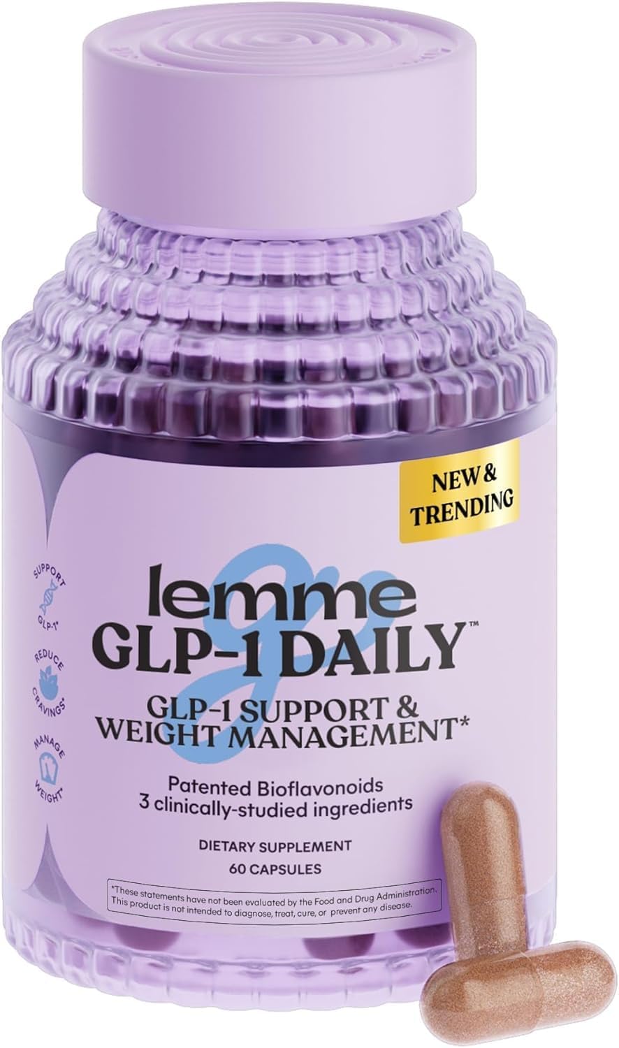 Lemme GLP-1 Daily, Clinically Studied Ingredients to Reduce Hunger & Cravings, Promote GLP-1 Production, Support Fat Loss and Weight Management, 1 Month Supply (60 Capsules)
