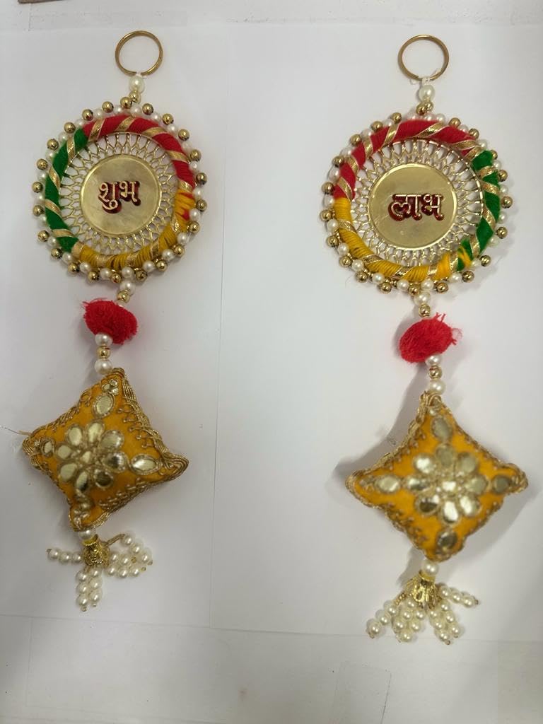 Latkan Door Wall Hangings Hangings for Decoration Diwali Pooja Room Decor Decorative Show Piece Home Decor/Latkan - (1 set Yellow)