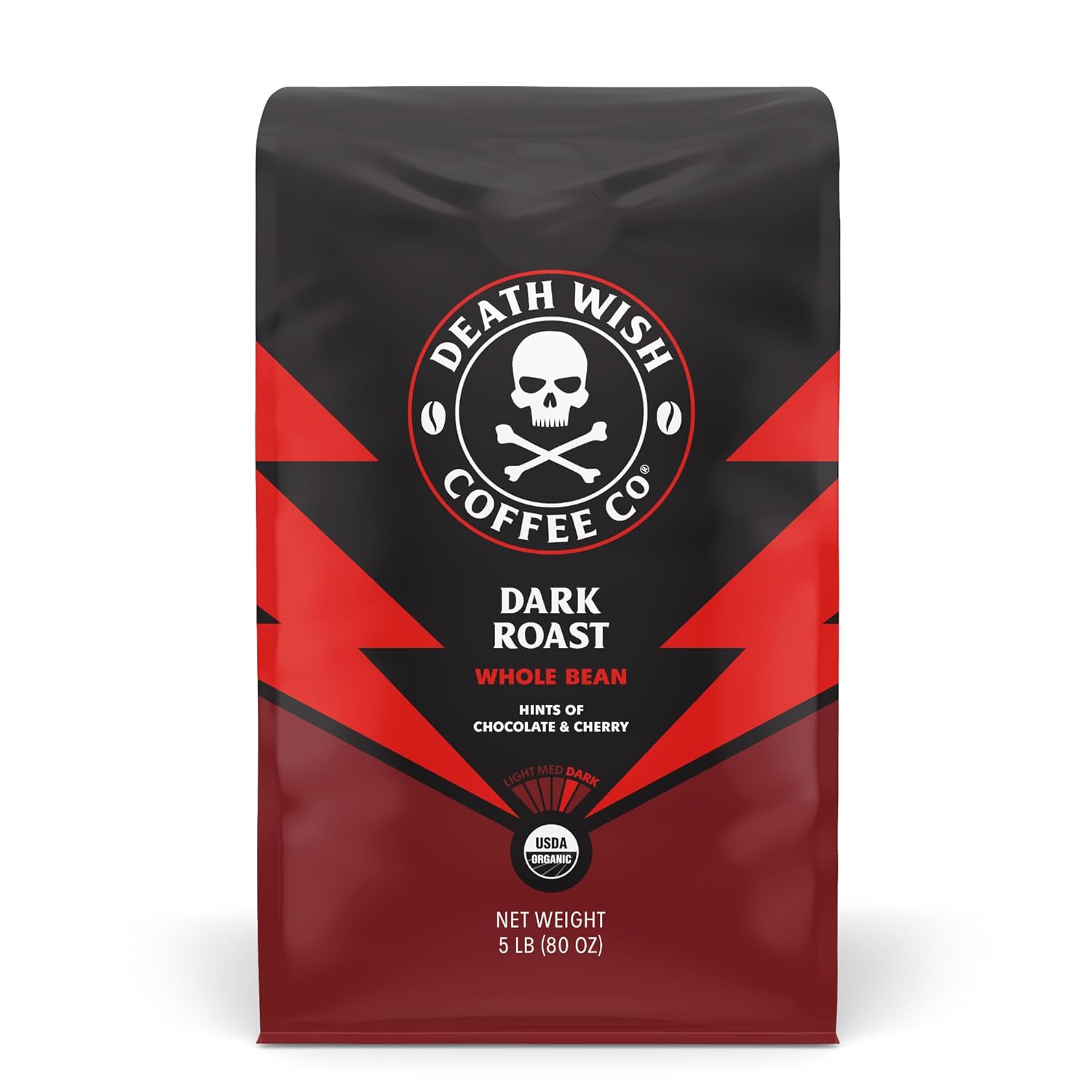 Death Wish Coffee, Whole Bean Coffee, Fair Trade and USDA Certified Organic, 5 lb
