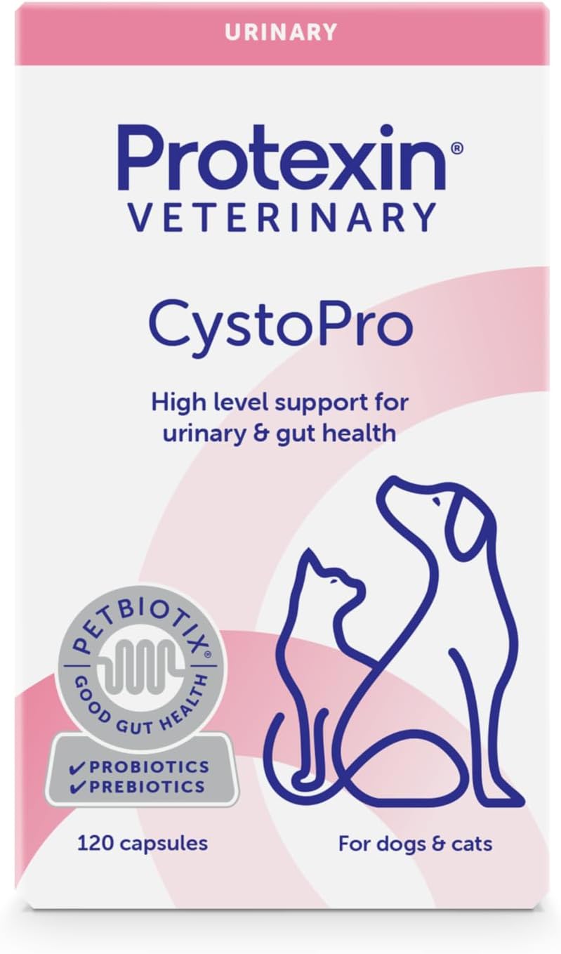 Protexin Veterinary CystoPro Capsules for Dogs and Cats, Bladder Health and Immune System Support, Meat-Free Chicken Flavour, 120 Capsules