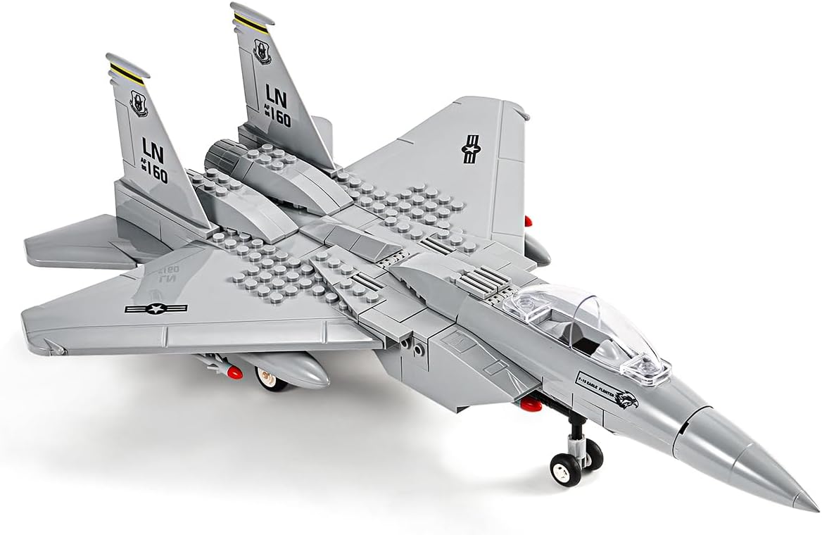 DAHONPA F-15 Eagle Fighter Building Blocks for Adults, Military Army Airplane Building Bricks Set, 262 Pieces Building Toys Gift for Kid and Adult