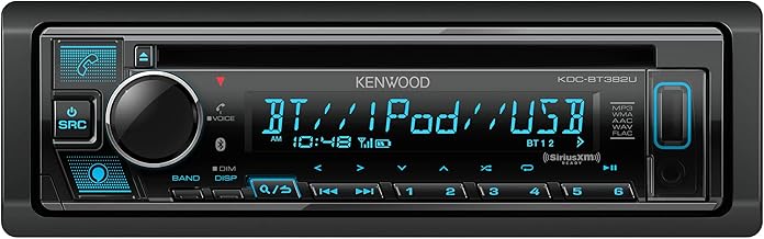 KENWOOD KDC-BT382U CD Car Stereo Receiver with Bluetooth, AM/FM Radio, Variable Color Display, Front High Power USB, Alexa Built in, and SiriusXM Ready