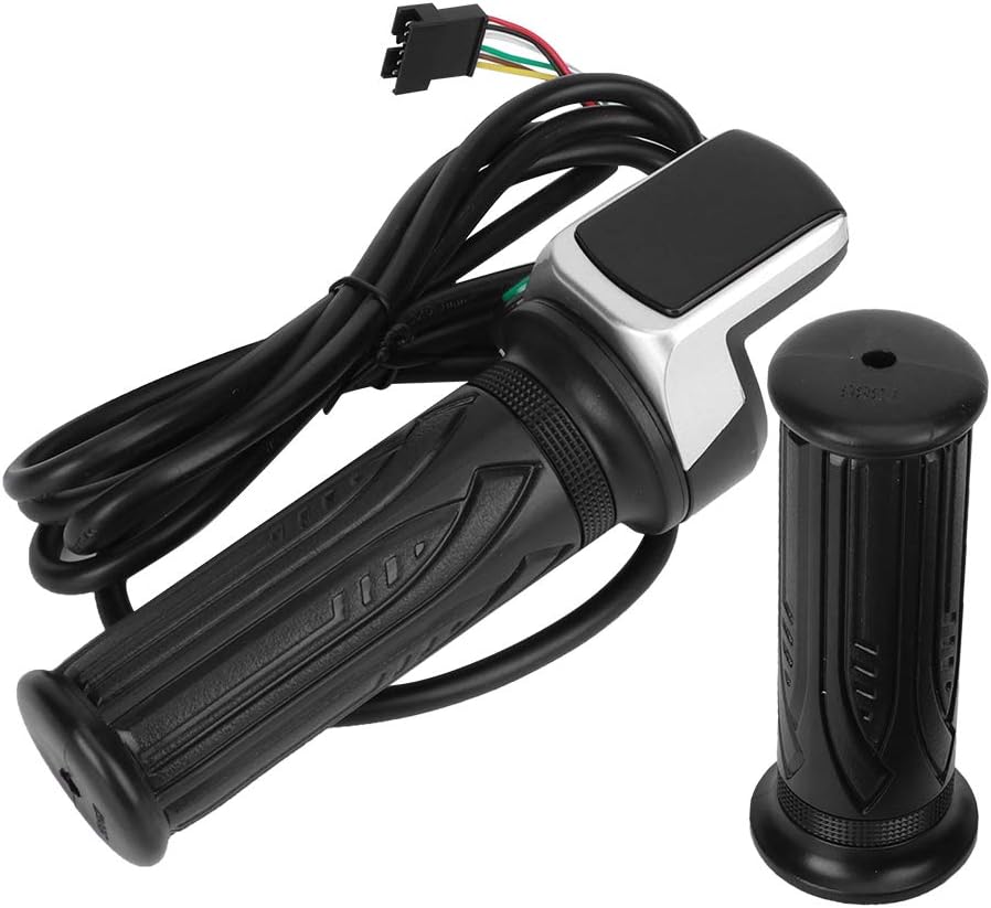 Electric Bike Throttle Grip, Universal Ebike Twist Throttle Control Handlebar Electric Bicycle Scooter Motorcycle Throttle Replacement with LCD Display