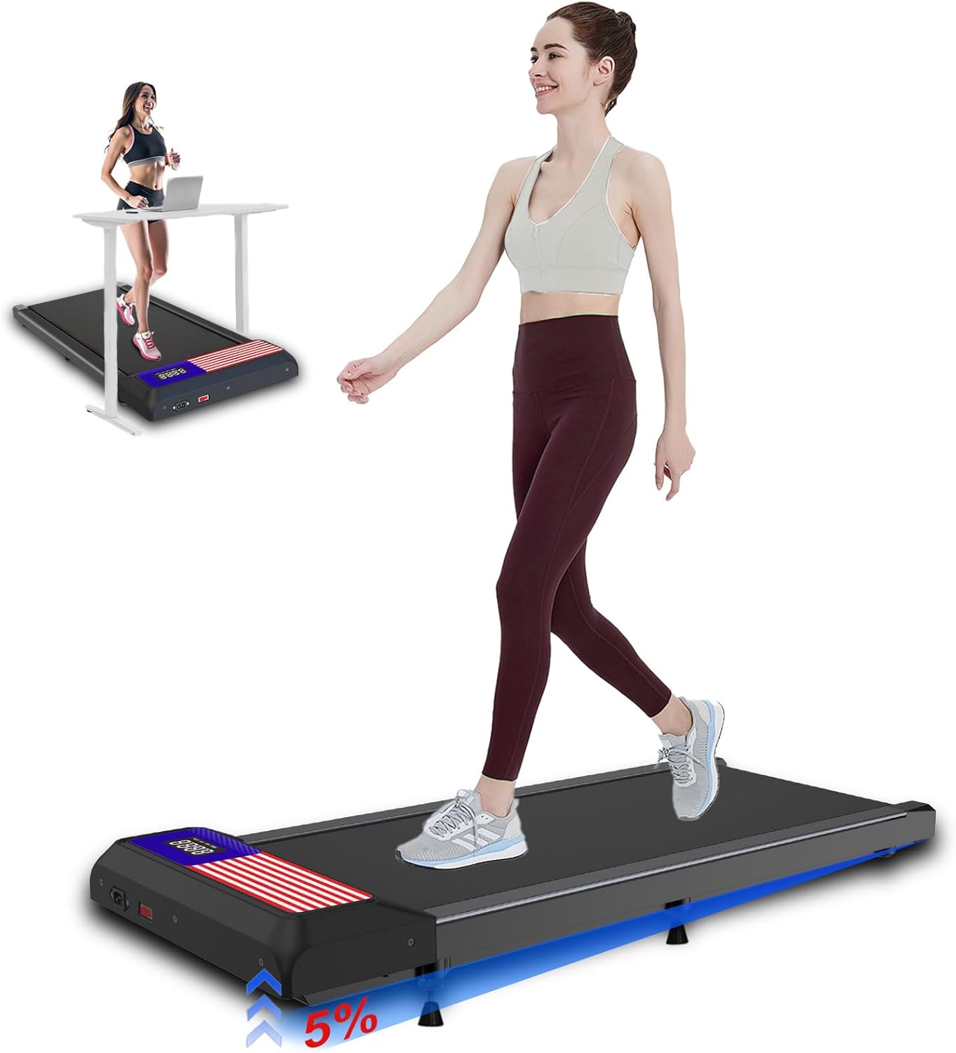 2025 Walking Pad Treadmill,Portable Under Desk Treadmill for Home & Office,2 in 1 Folding Walking Pad with Incline,Walking Pad with Remote Control,LED Display,Smart App