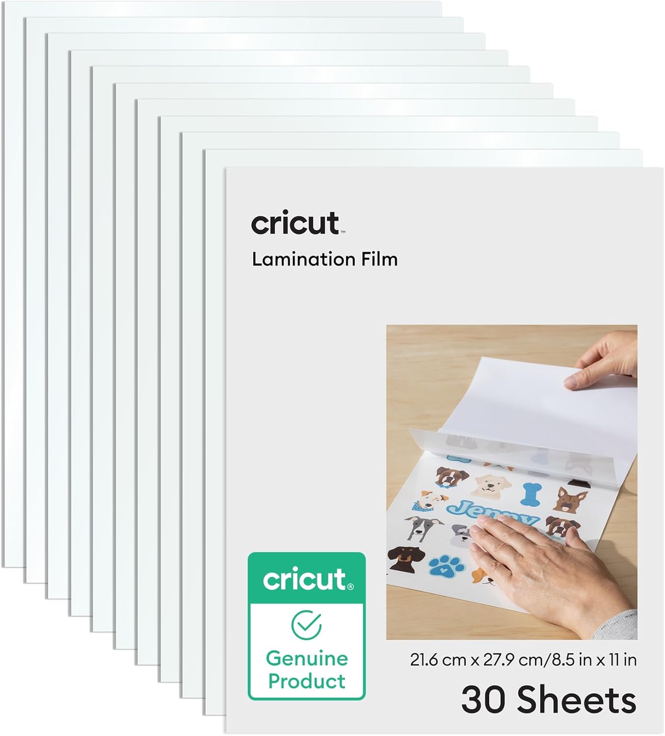 Cricut® Lamination Film - 8.5 in x 11 in (30 Count) - 15 Holographic + 15 Transparent Laminate Sheets - Adds a Protective, UV-Resistant Finish to Stickers, Scrapbooks, Decals, Cards, & More