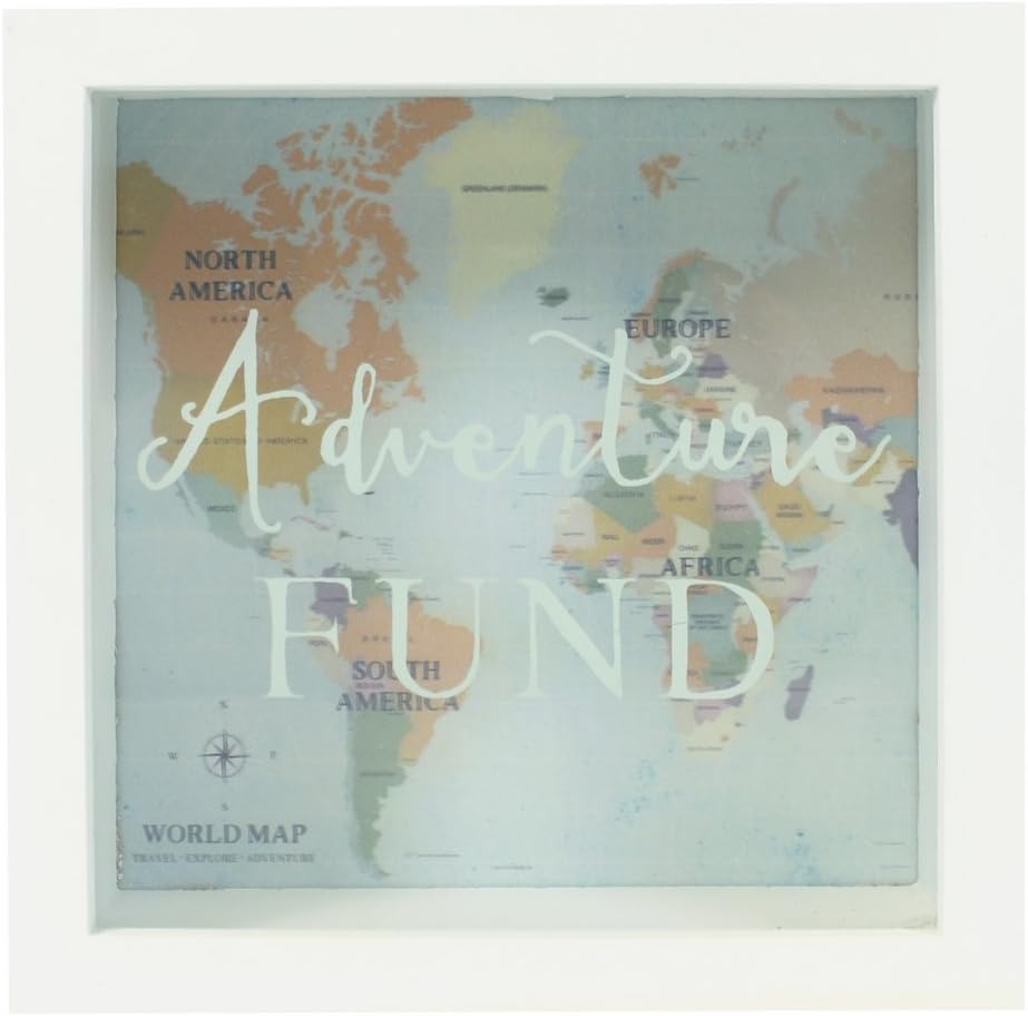 Jones Home and Gift Adventures Fund Frame Money Box, White
