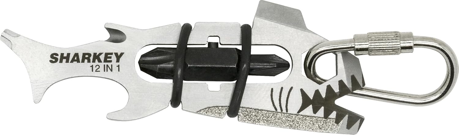 True Utility 12 In 1 Sharkey Multi Tool - With Screwdrivers, Pry Bar, Bottle Opener, Thread Cutter, File & Box Opener - Camping Accessories