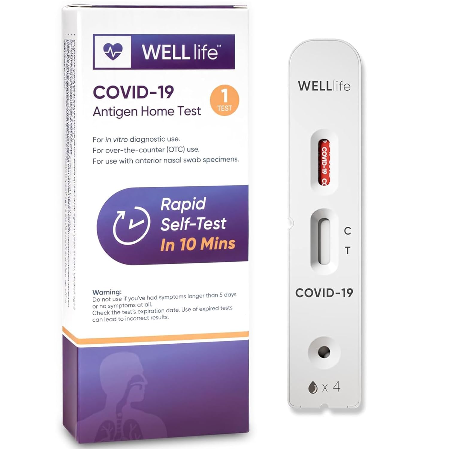WELLlife Covid-19 Antigen Home Test, FDA Authorized OTC Covid Home Test with 10 Minute Results, Easy to use & No Discomfort -[1 Test]