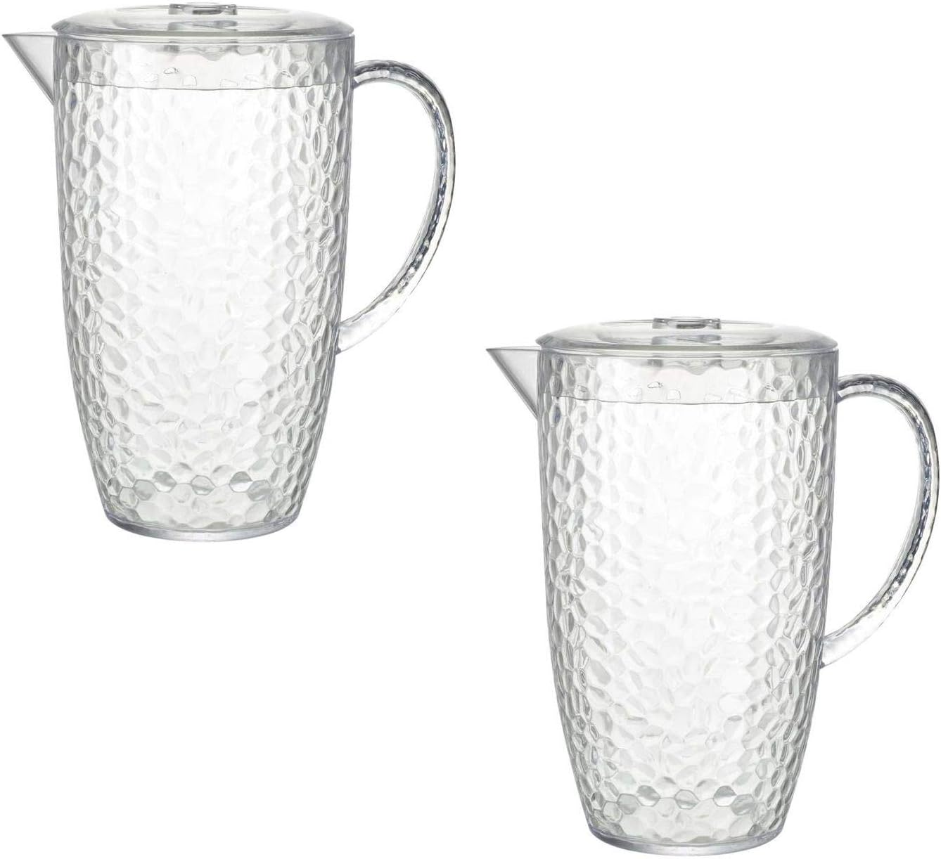 Bello Dimple Clear Plastic 2 Litre Picnic Water Jug Pitcher with Lid (2)