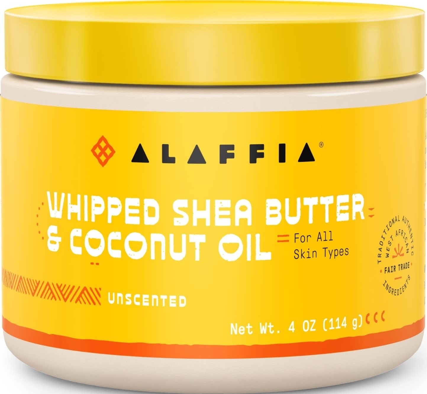 Alaffia Whipped Shea Butter and Coconut Oil, for Smooth, Soft Skin, Unscented 4 Oz