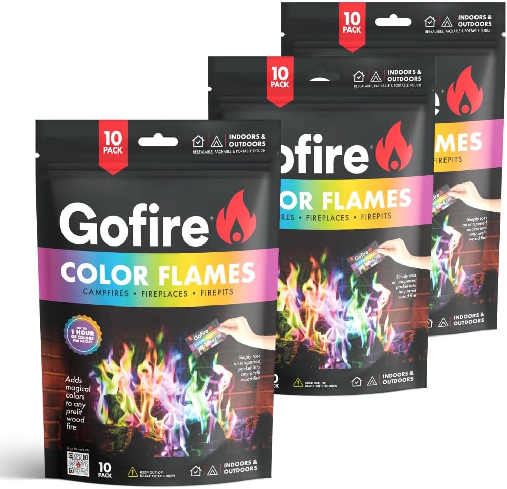 Color Flame Packets - Safe for Indoor & Outdoor Use - 1 Hour Burn for Campfires, Fireplaces, Firepits - No Need to Open Just Drop in - Perfect for Christmas, Birthdays (Multi, 30)