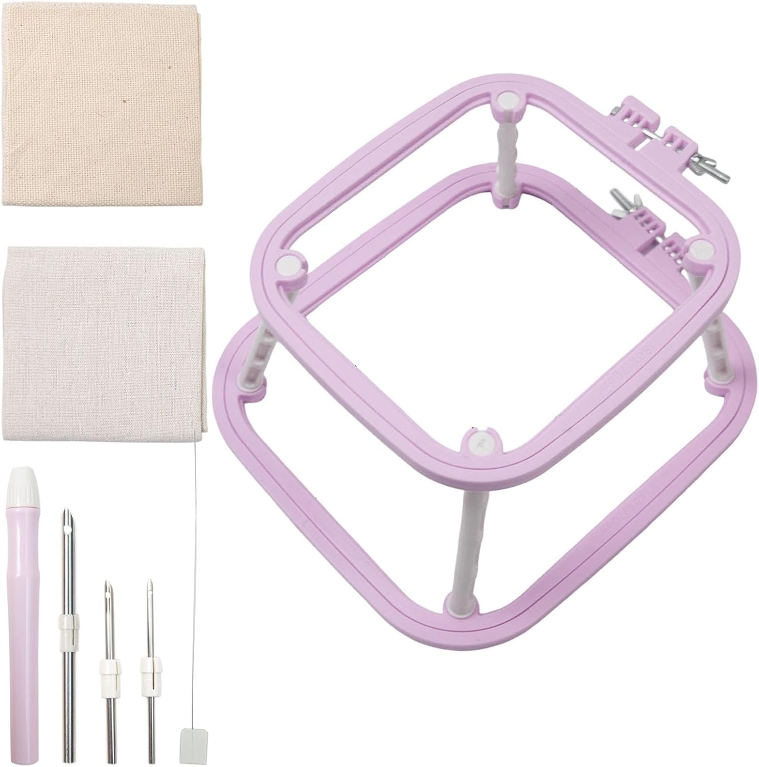 Embroidery - Square Embroidery Hoop, Double Layer Punch Needle Frame | Sewing Punch Needle Kit, Punching Needle Kit, PU Circles and Frames