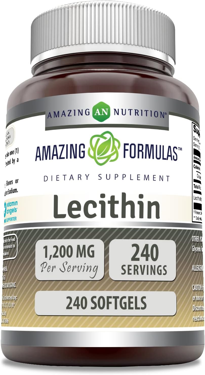 Amazing Formulas Lecithin 1200mg High Potency 240 Softgels Supplement | Non-GMO | Gluten Free