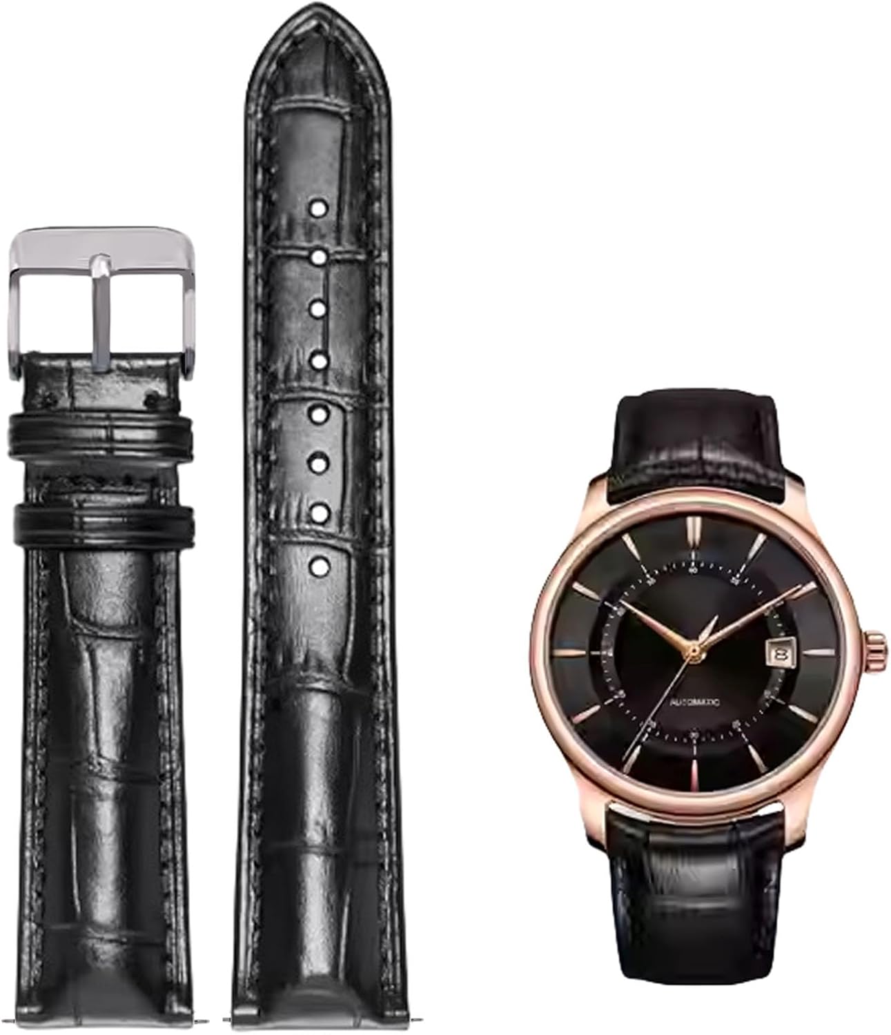 Quick Release Genuine Leather Watch Band Italian Alligator Grain Calfskin Business Casual Universal 12 to 24mm Men Women