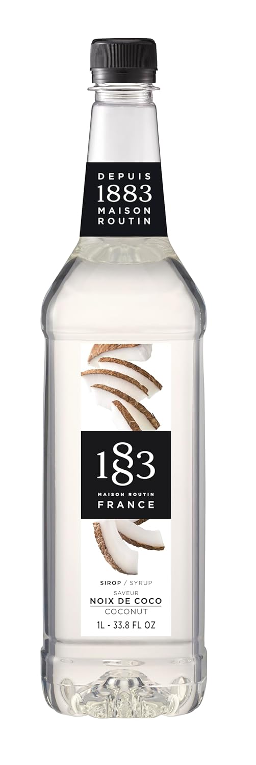 1883 Maison Routin Coconut Flavored Syrup, Made in France, Sweet Tropical Scent, Rich and Smooth Taste, Non-GMO, Vegan, Kosher, Gluten-Free, 2 Count of 1 Liter Bottles