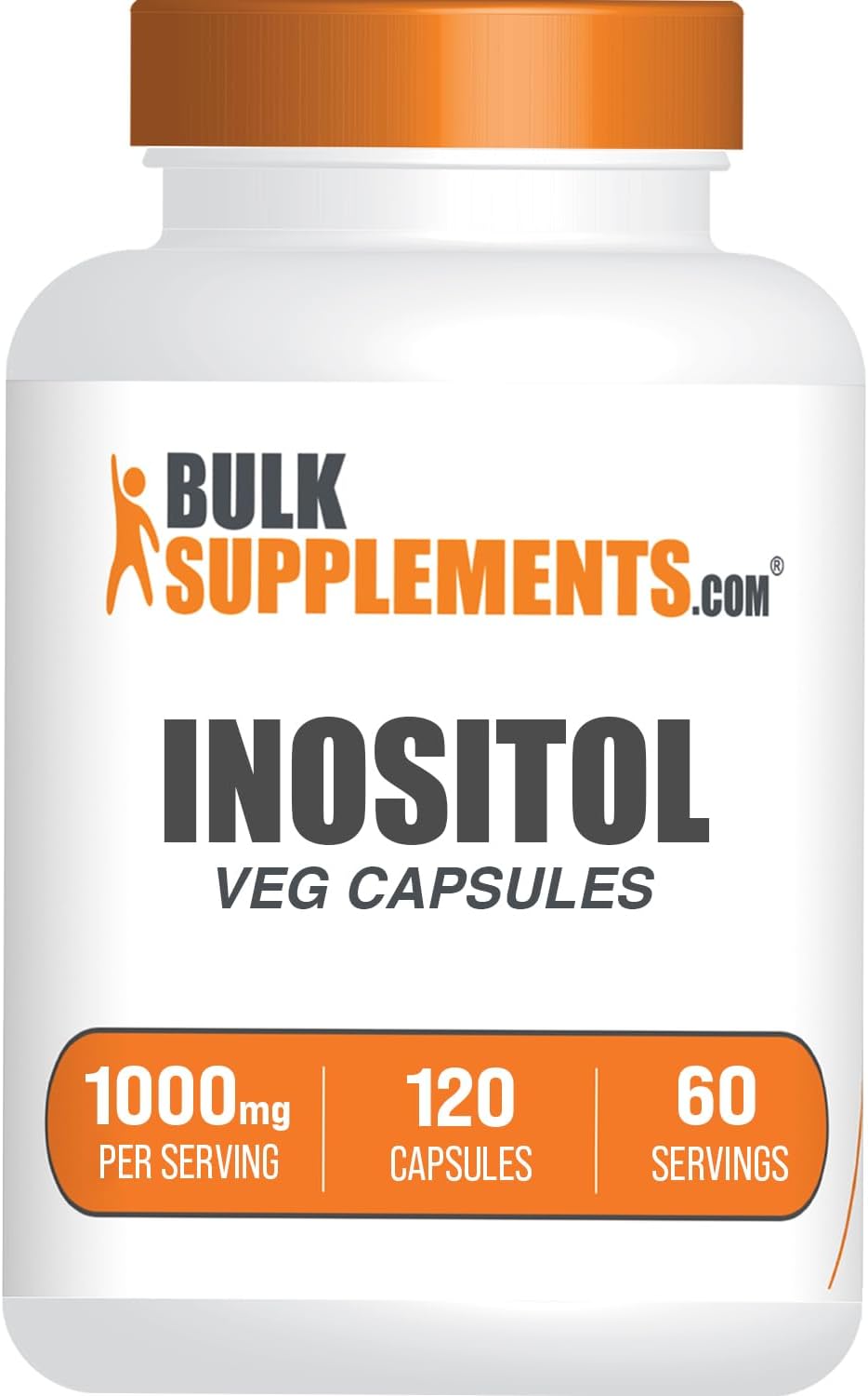 BulkSupplements.com Inositol Capsules - Vitamin B8, Inositol 1000mg for Overall Wellness - Gluten Free, 2 Capsules per Serving, 120 Count (Pack of 1)