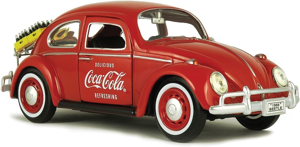 Coca-Cola 1/24 1967 Volkswagen Beetle with Rear Decklid Rack & 2 Bottle Cases