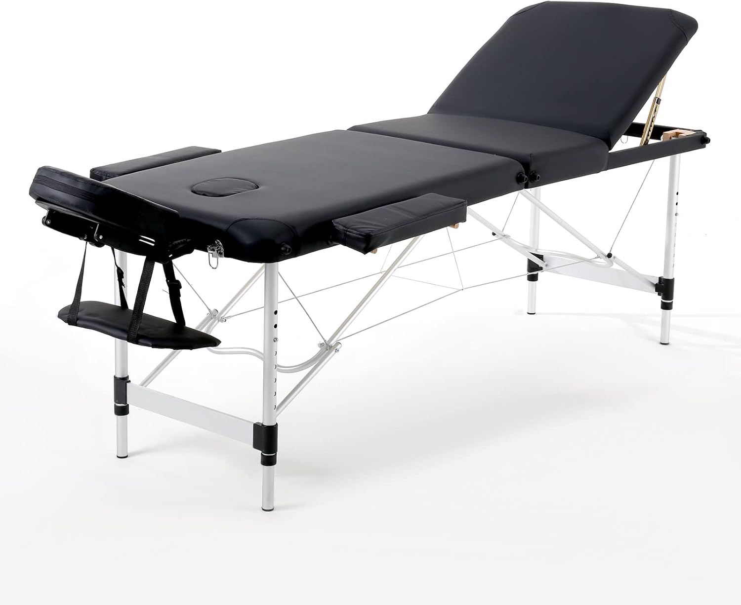 Panana Portable Massage Table Folding Lightweight Beauty Salon Spa Bed Therapy Couch (Black, 60cm Width 3 Section Aluminum)