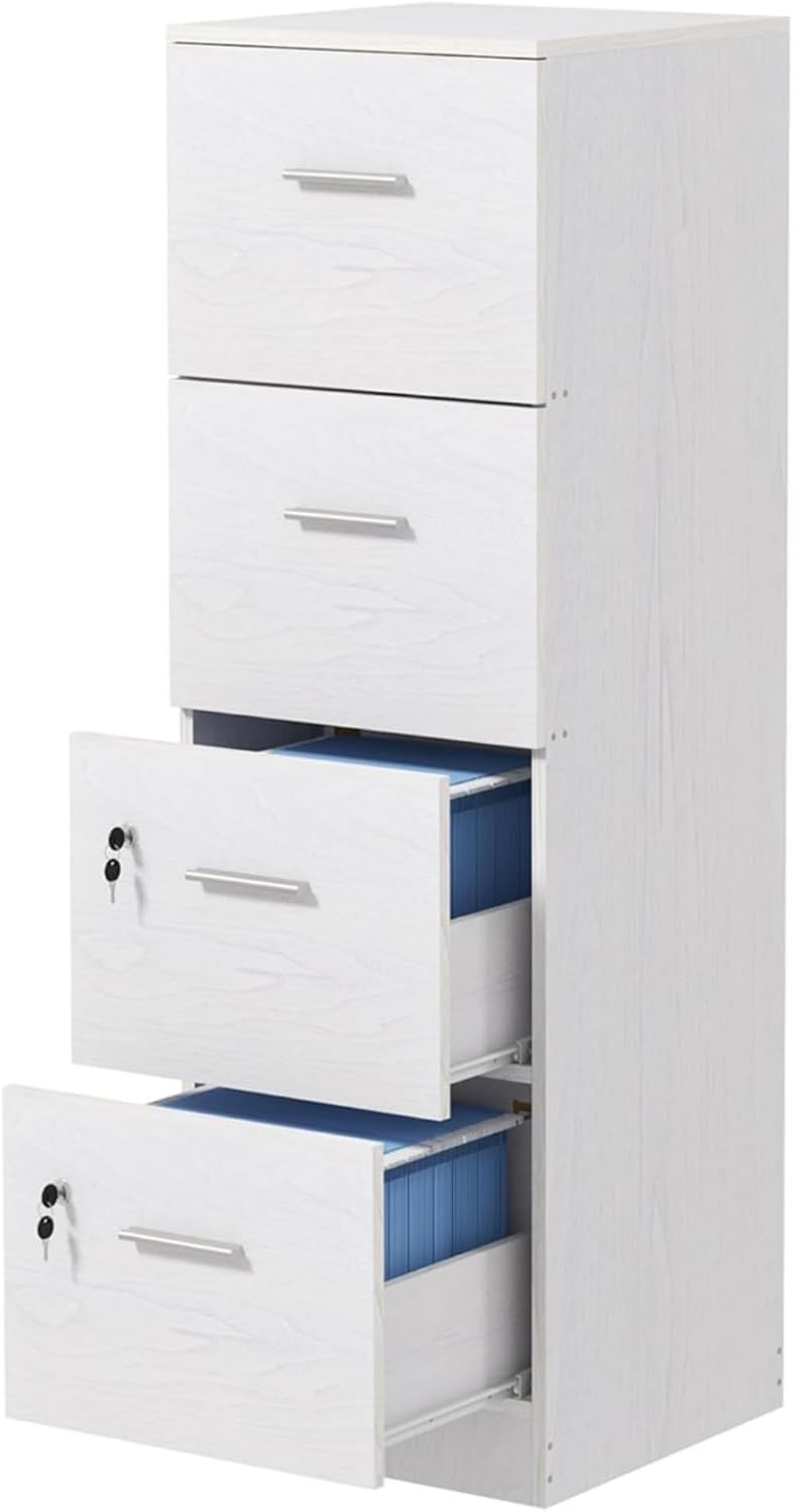 YITAHOME File Cabinets for Home Office 4 Drawer Filing Cabinet Office Vertical Files Storage File Drawers for A4 & Letter-Sized Documents,White