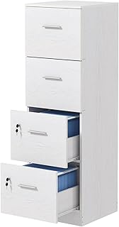 YITAHOME File Cabinets for Home Office 4 Drawer Filing Cabinet Office Vertical Files Storage File Drawers for A4 & Letter-Sized Documents,White